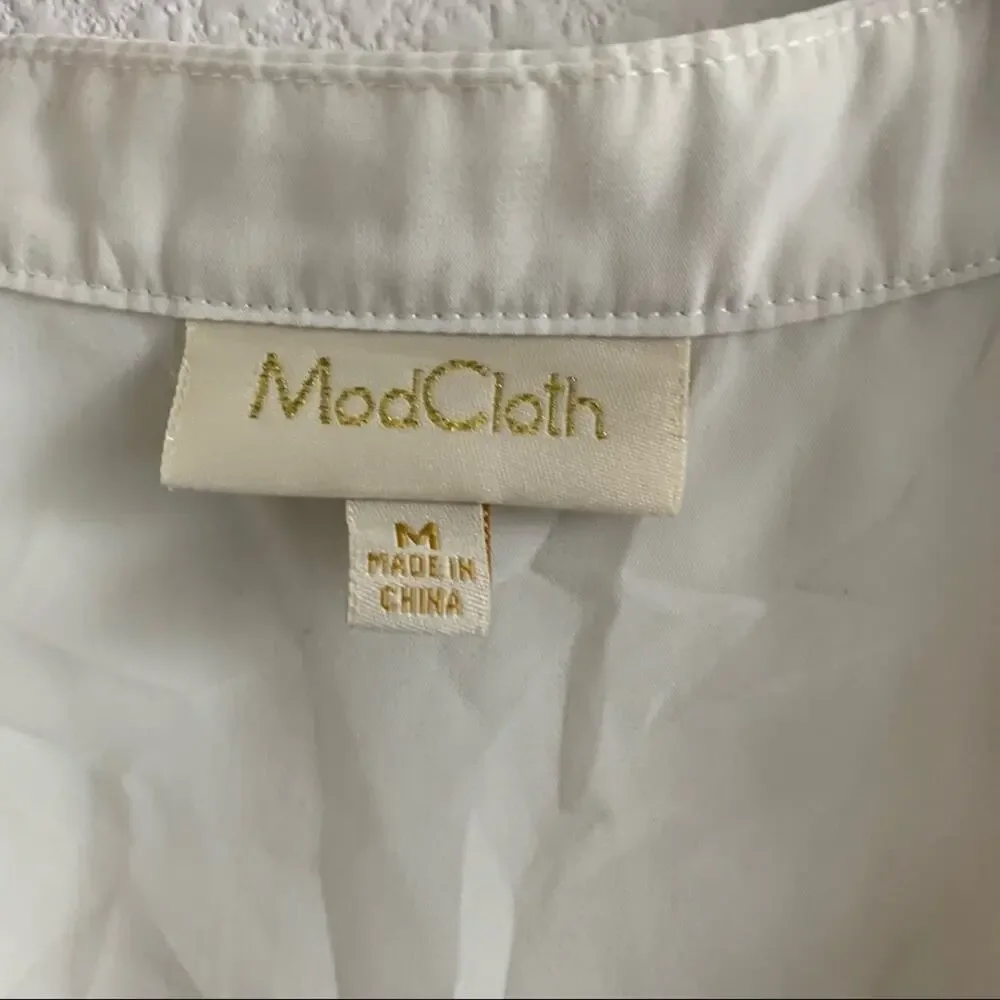 Modcloth Cream White Floral Top Blouse Medium - Picture 3 of 11